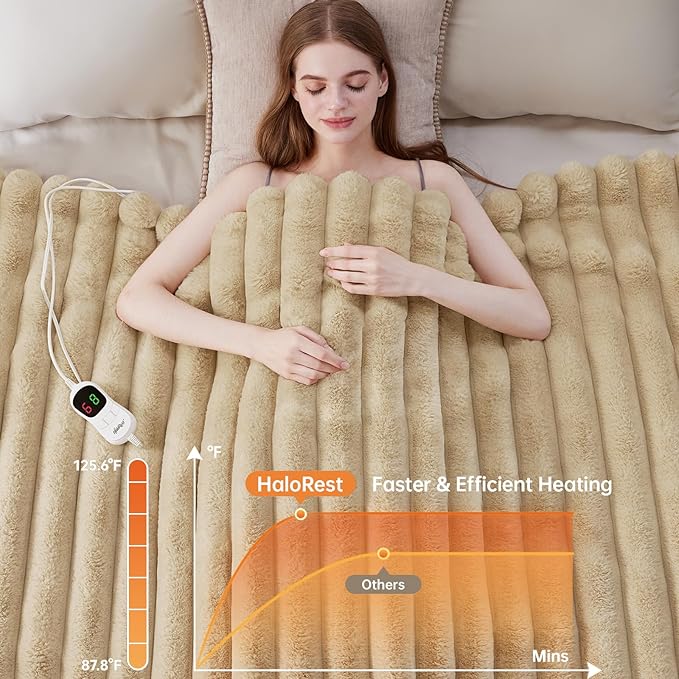 Heated Throw Blanket, Faux Fur Cozy Heating Blanket - Image 4