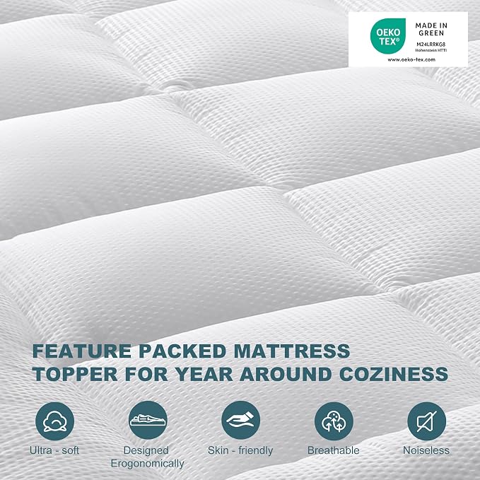 UNILIBRA King Size Mattress Pad Pillow Top Mattress Cover Padded - Image 2