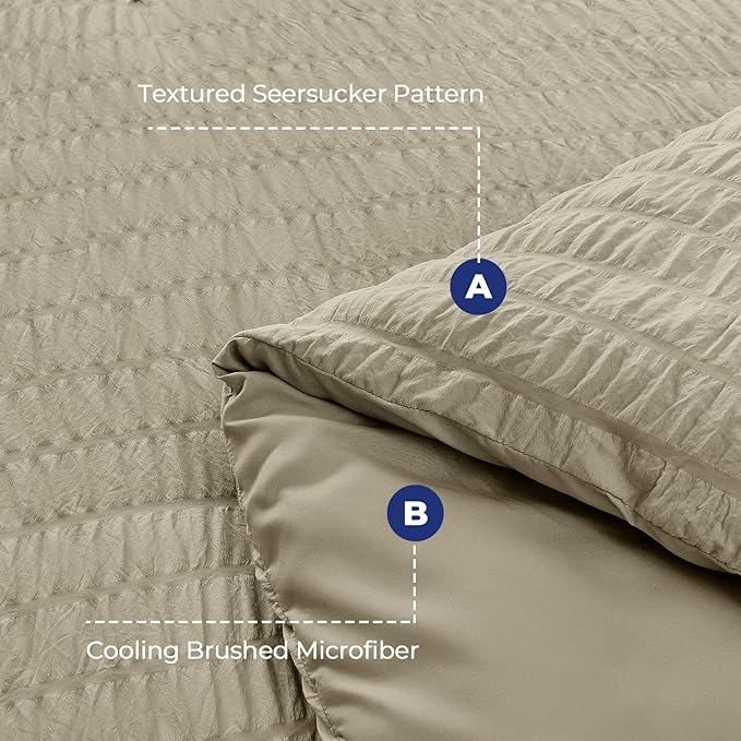 HYMOKEGE Linen Full Size Comforter Sets Seersucker 7 Pieces, All Season Luxury - Image 4