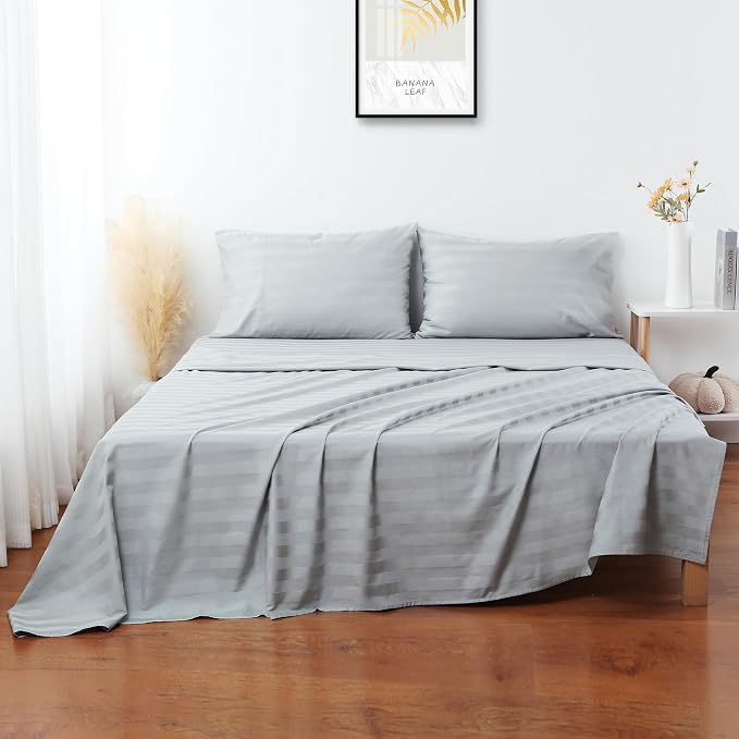 Flat Sheet Only Queen Size, 400 TC 100% Egyptian Cotton Flat Sheet Striped - Image 3