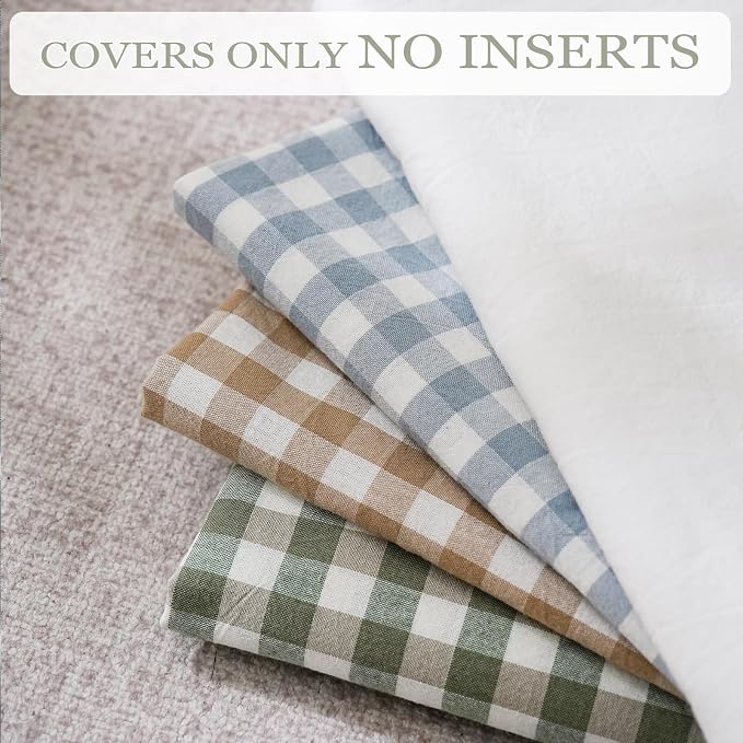 2 Pack Sage Green/White Plaid Ruffle Throw Pillow Covers Farmhouse Checkered - Image 7