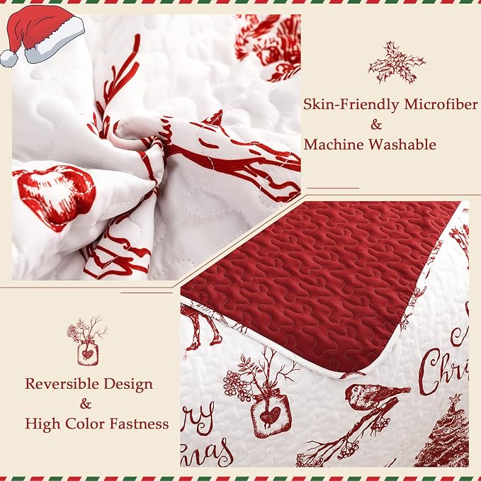 Exclusivo Mezcla Reversible Christmas Quilts Queen Size - Image 3