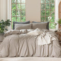 MooMee Bedding Duvet Cover Set 100% Washed Cotton Linen Like Textured by MOOMEE