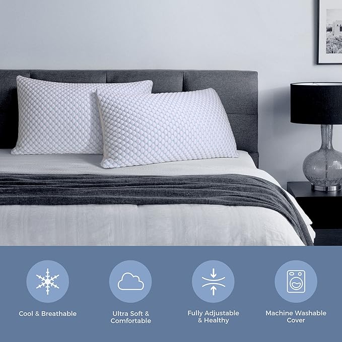 OSBED Adjustable Cooling Shredded Memory Foam Pillows King Size Set of 4 - Image 5