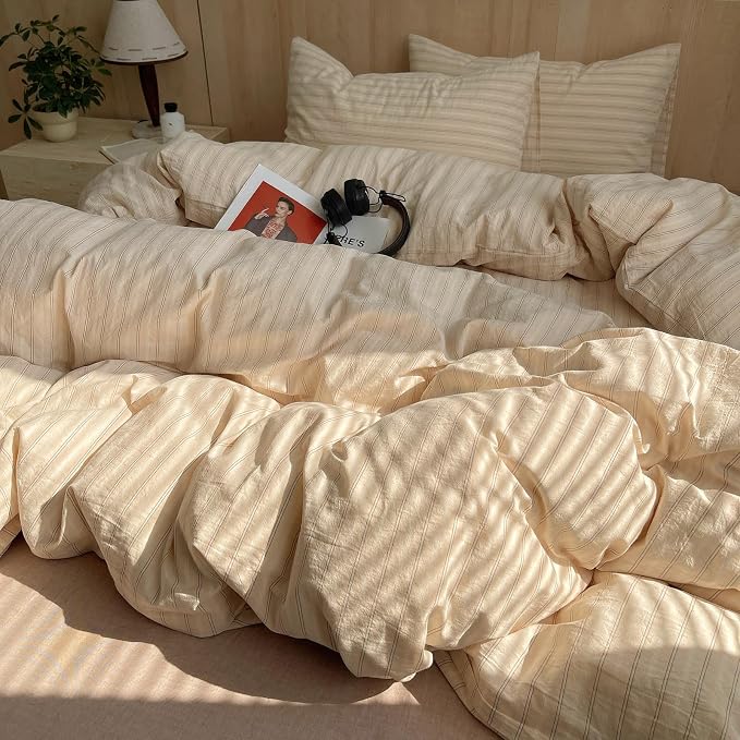 mixinni Retro Striped Duvet Cover Set Twin XL Size - Image 3