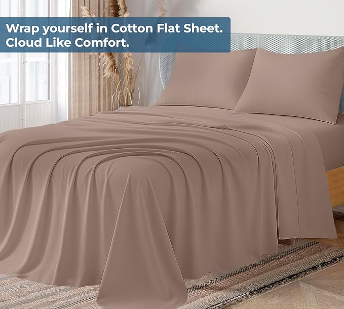 Royale Linens 100% Organic Cotton Full Flat Sheet Only - Image 2
