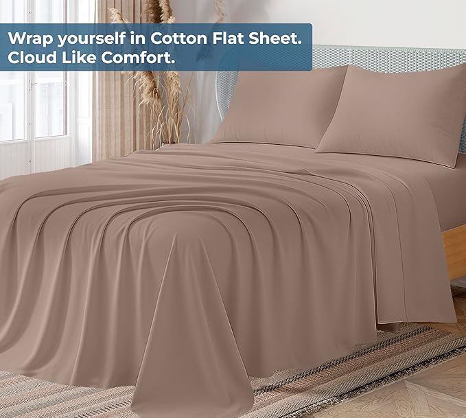Royale Linens 100% Organic Cotton Twin Flat Sheet Only - Image 2