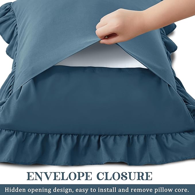 KKJIAF Ruffle Pillow Cases Standard Size Set of 2, Ruffled Pillow Covers - Image 5