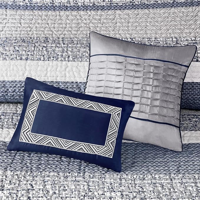 Madison Park Queen Quilt Set Lustrous Jacquard & Glitter Accent Coverlet Set - Image 16