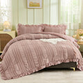 WONGS BEDDING Pink Comforter Set Queen, 3 Pieces Ruffle Farmhouse Shabby Chic by WONGSBEDDING