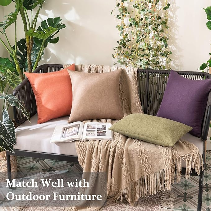 MIULEE Pack of 2 Decorative Outdoor Solid Waterproof Throw Pillow Covers Faux - Image 3