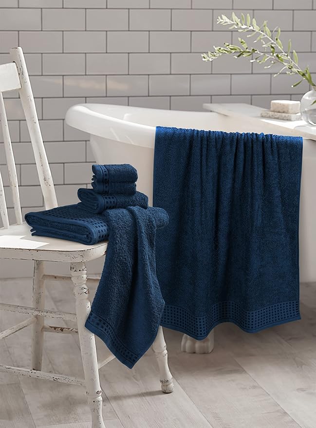 GLAMBURG 100% Cotton Ultra Soft 6 Pack Towel Set, Contains 2 Bath Towels 28x55 - Image 3
