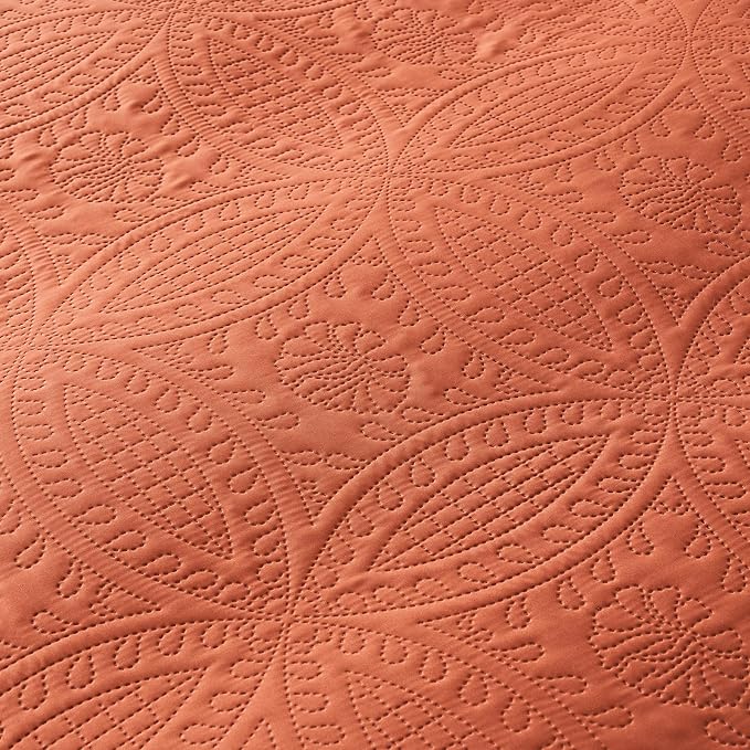 akkialla Twin Quilt Bedding Set, Burnt Orange Ultrasonic Quilt Set, Lightweight - Image 7