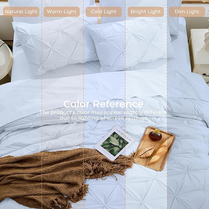 Sasttie Full Size Comforter Set, 7-Piece Bed in a Bag, Pintuck Bedding Sets - Image 8