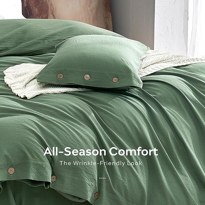 JELLYMONI 100% Washed Cotton Duvet Cover Full – Soft, Breathable Linen-Look - Image 5