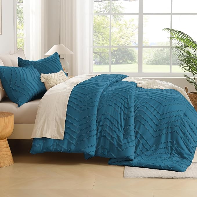 Andency Teal Comforter Set Queen Size, Boho Soft Warm Tufted Bedding Comforter - Image 7