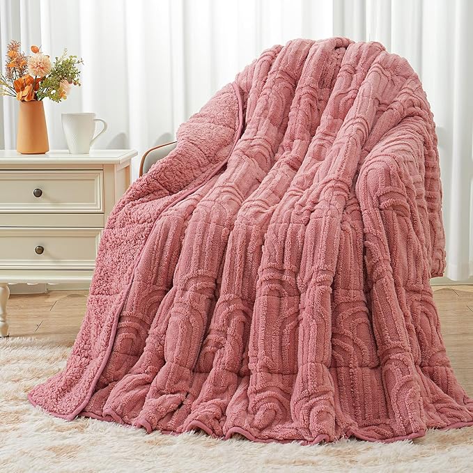 Wemore Jacquard Fleece Weighted Blanket Queen Size 60" x 80" 20lbs, Ultra Soft by WemoreDirect