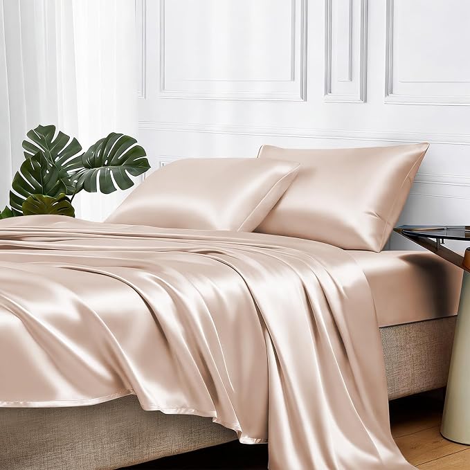 MR&HM Satin Bed Sheets, Twin XL Size Sheets Set by MRHM