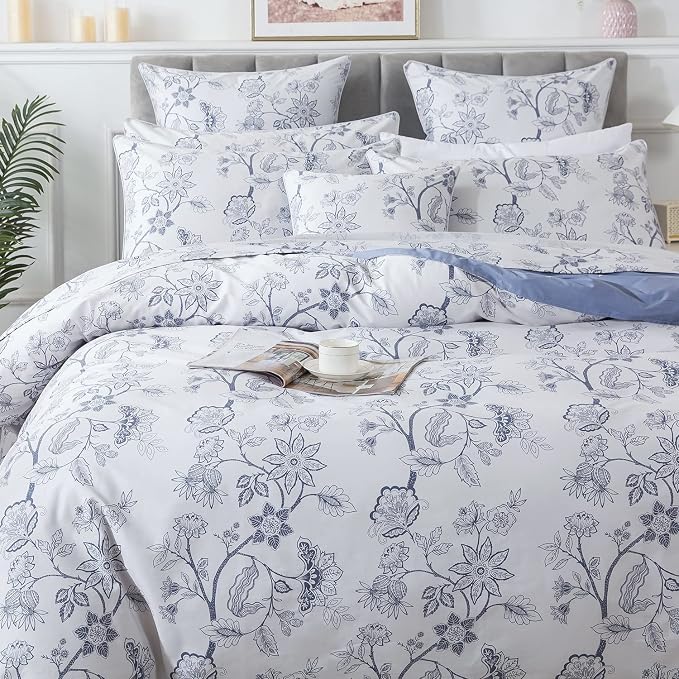 FADFAY Duvet Cover Set Queen Floral Bedding Percale Cotton 600 TC Classical - Image 9