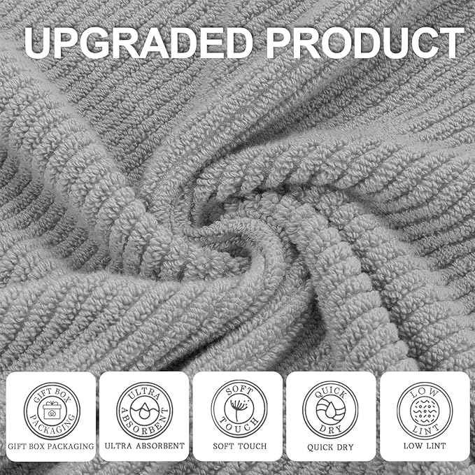 VOOVA & MOVAS Gray Towels for Bathroom - Image 2