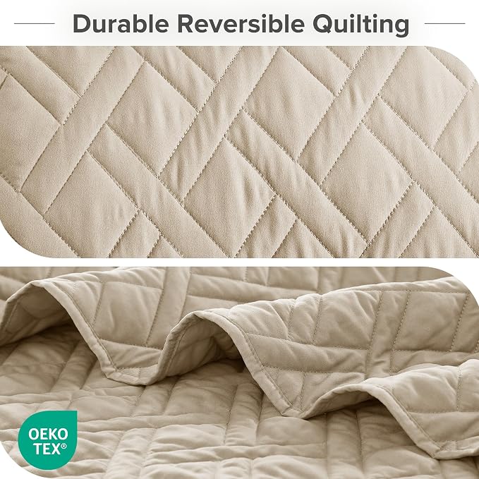 Comfort Spaces King Quilt Set Modern Reversible Diamond Coverlet King Bedding - Image 4