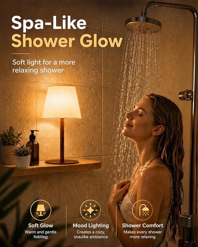 EZVALO Spa-Like Shower Lamp – IP65 Waterproof Bathroom Lamp, Rechargeable - Image 3
