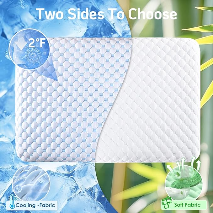 Thin Pillow for Sleeping, Cooling Gel Flat Pillow for Stomach and Back Sleepers - Image 6