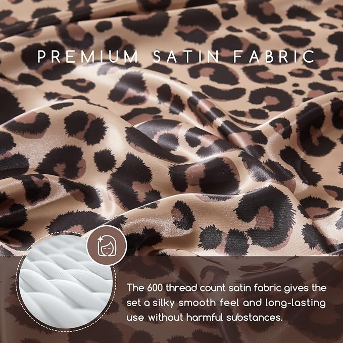 MR&HM Satin Bed Sheets with Elastic Corner Straps, Full Size Sheets Set - Image 2