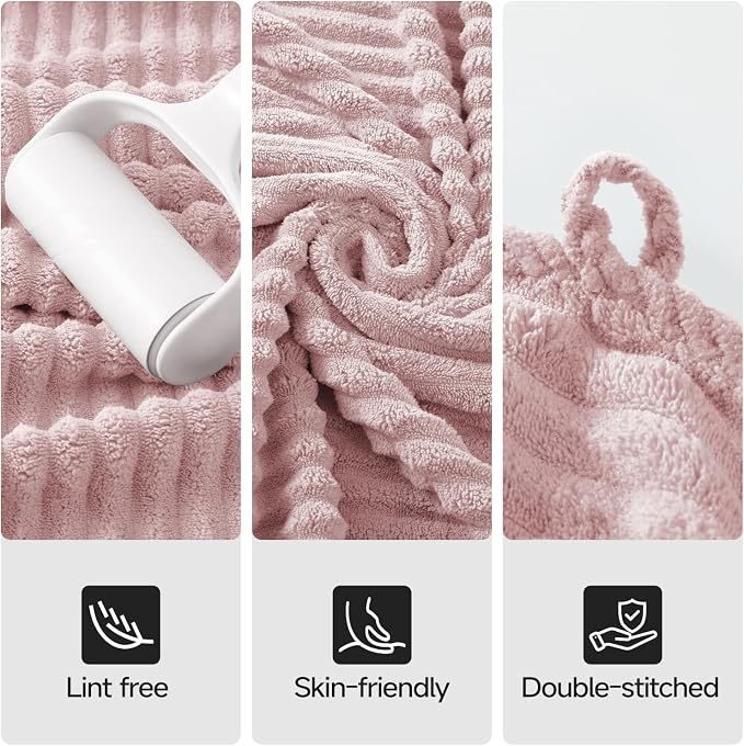 REDKISS Pink Microfiber Bath Towels Set 8 Piece - Image 6