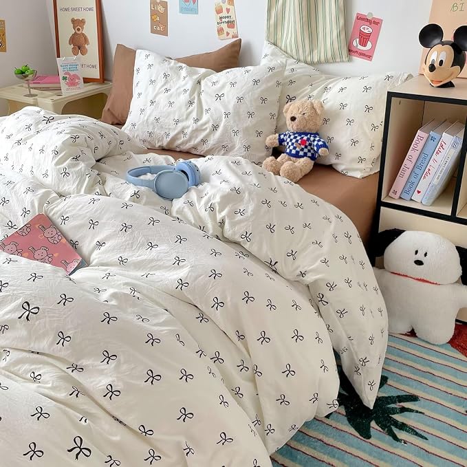 mixinni Vintage Bowknot Pattern Duvet Cover Set - Image 2