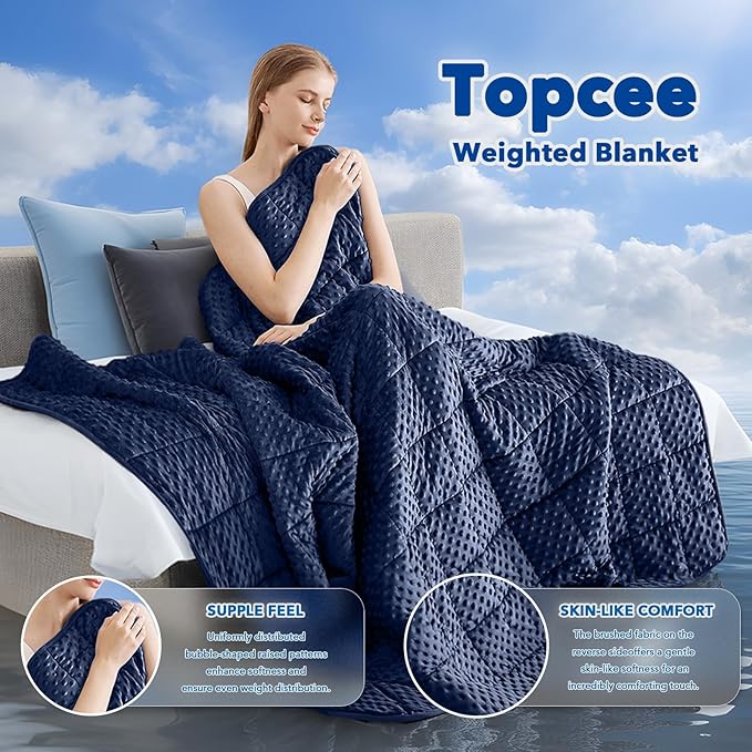 Topcee Weighted Blanket for Adults, Minky Dots Heavy Blanket for 190-210lbs - Image 2