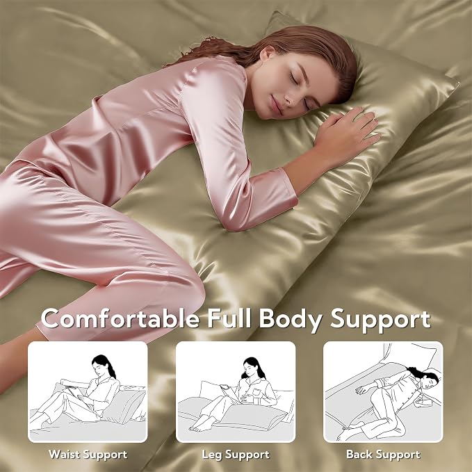 MR&HM Satin Body Pillow Cover, Soft and Breathable Body Pillow Case - Image 5