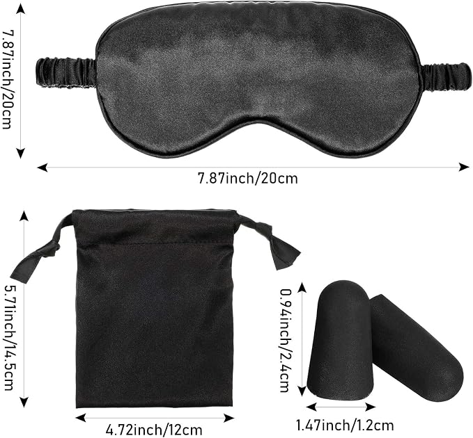 Silk Satin Sleeping Mask Eye Mask Set Include 2 Blindfold Eyeshade Elastic - Image 4
