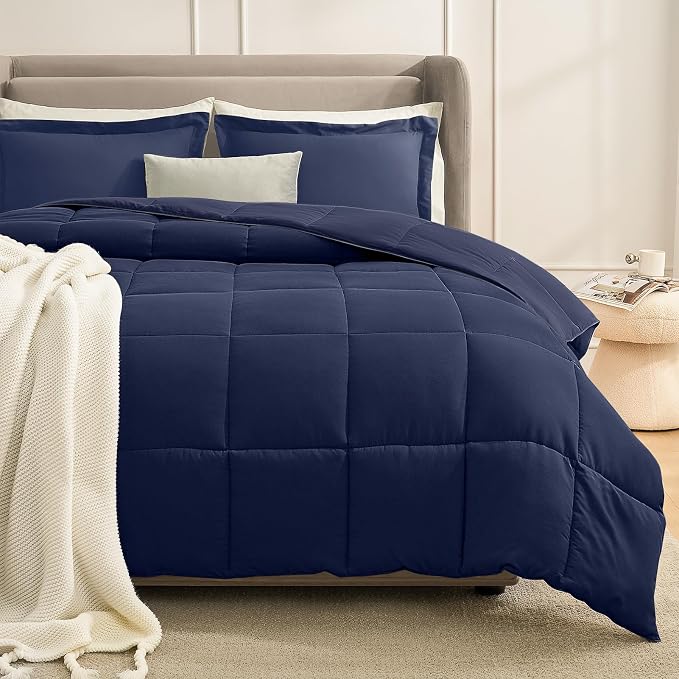 Homelike Moment California King Comforter Set Navy Blue, Lightweight Cal King by HomelikeMoment