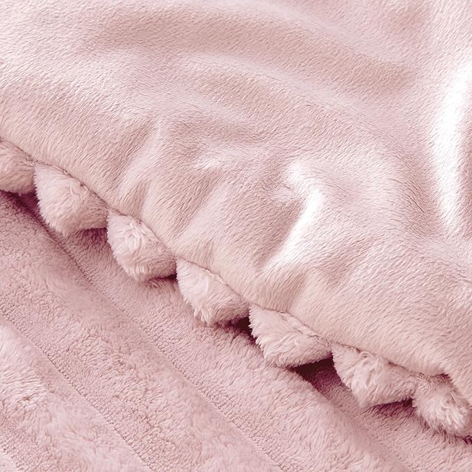 BEDELITE Fleece Queen Comforter Set -Super Soft & Warm Fluffy Pink Bedding - Image 5