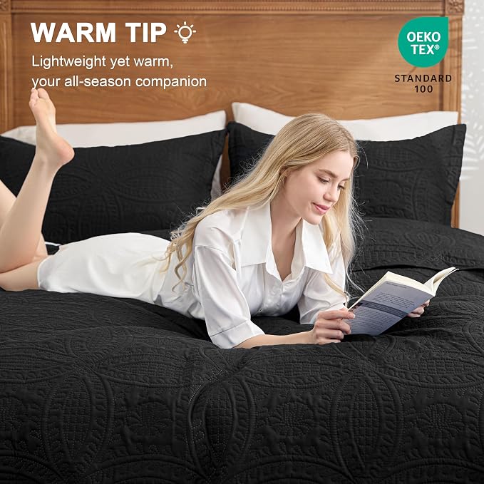 Love's cabin Quilts for Full Bed Black Bedspreads Bedding Set - Image 4