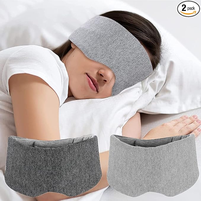 SUWEISHI 2 Pack 100% Cotton Ultra Soft Sleep Mask, Zero Pressure Natural Smooth by SUWEISHI