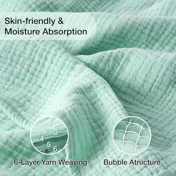 100% Cotton Muslin Blanket Queen 90" x 90", Breathable and Lightweight Cotton - Image 3