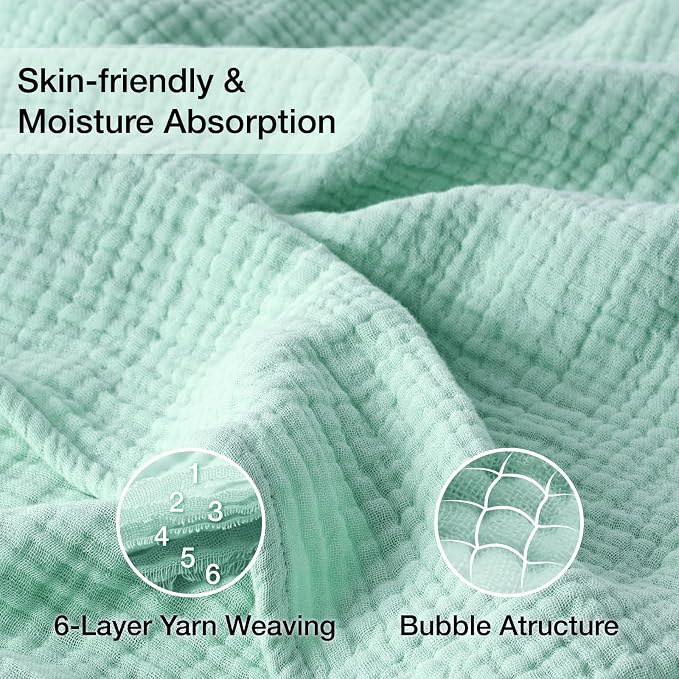 100% Cotton Muslin Blanket Twin 66" x 90", Breathable and Lightweight Cotton - Image 2