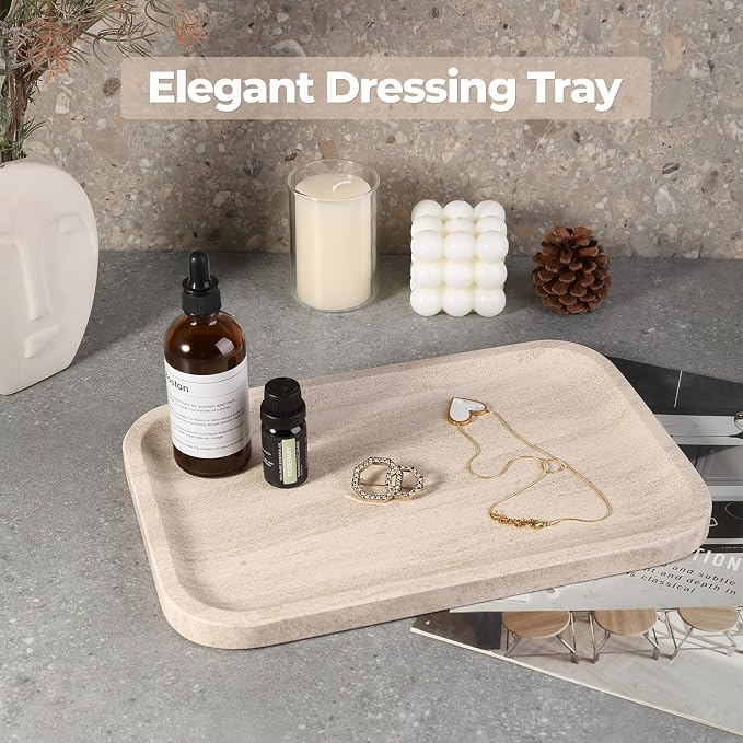 Karibiber Marble Vanity Tray, Bathroom Tray Countertop, Decorative Dresser - Image 4
