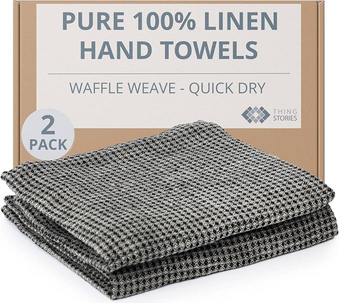 100% European Linen Hand Towels by THINGSTORIES
