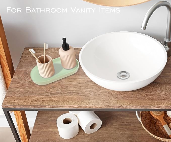 Green Small Tray, Oval Tray for Kitchen Counter, Bathtub Bathroom Vanity Items - Image 6