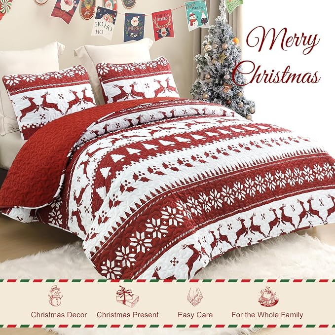 Exclusivo Mezcla Reversible Christmas Quilts Twin Size - Image 2