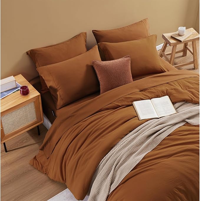 WRENSONGE Full Size Comforter Sets- 7 Pieces Soft Terracotta Bed in a Bag - Image 3