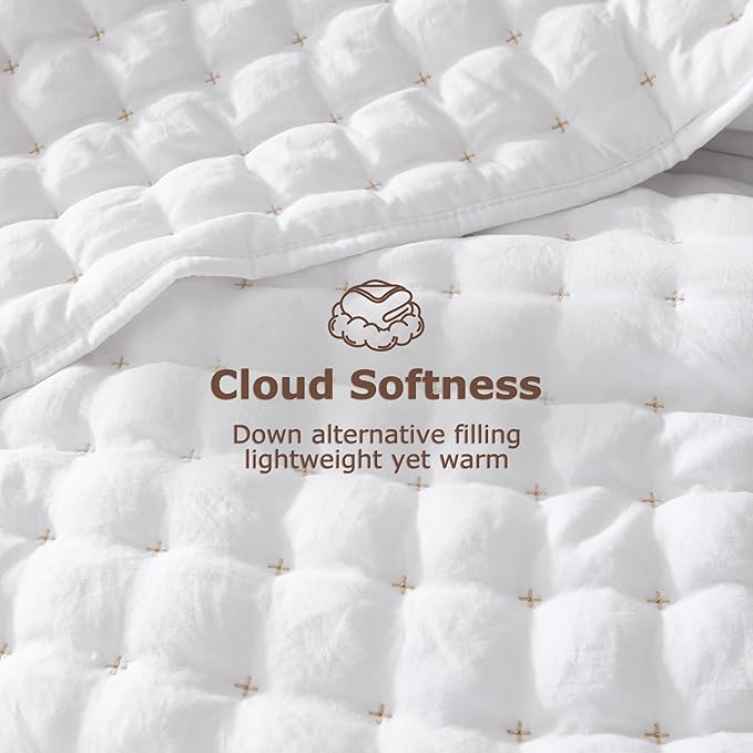 WDCOZY White Queen Size Quilt Bedding Sets - Image 4