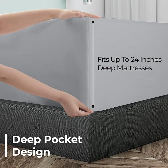 Royale Linens Extra Deep Pocket Full Fitted Sheet Only - Image 4