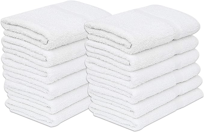 GOLD TEXTILES 48 White Economy Bath Towels Bulk Cotton Blend by GOLDTEXTILES