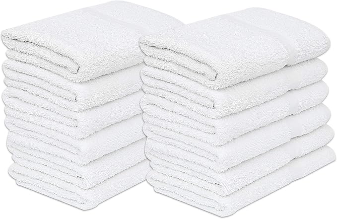 GOLD TEXTILES 12 White Economy Bath Towels Bulk Cotton Blend by GOLDTEXTILES