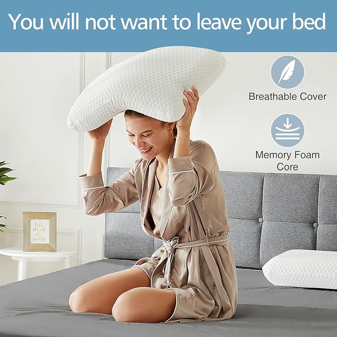 DUMOS Memory Foam Pillows for Sleeping, 1 Pack Bed Pillows for Adults - Image 6