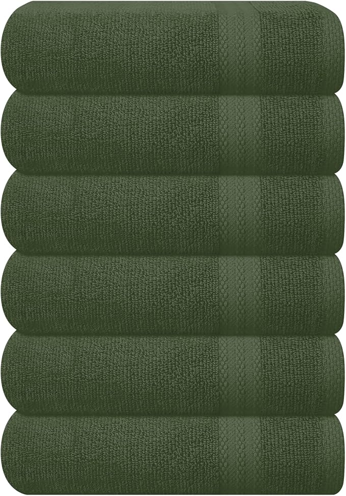 GLAMBURG Ultra Soft 6-Piece Hand Towel Set 16x28-100% Ringspun Cotton by GLAMBURG